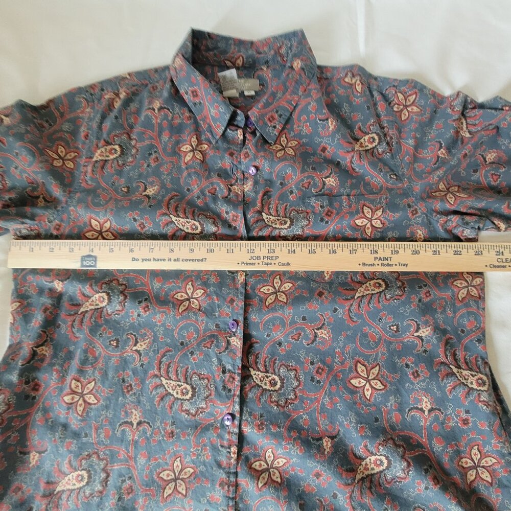 Paisley Blue Red Tan Button Shirt Territory Ahead Womens Size XL - Picture 11 of 11